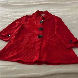 Multiples Scarlet Textured Jacket with Ebony Buttons.   Medium